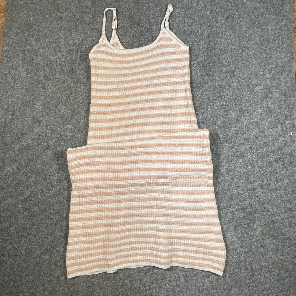Glassons Knit Midi Dress Womens XS White Peach Striped Adjustable Strap Cami‎